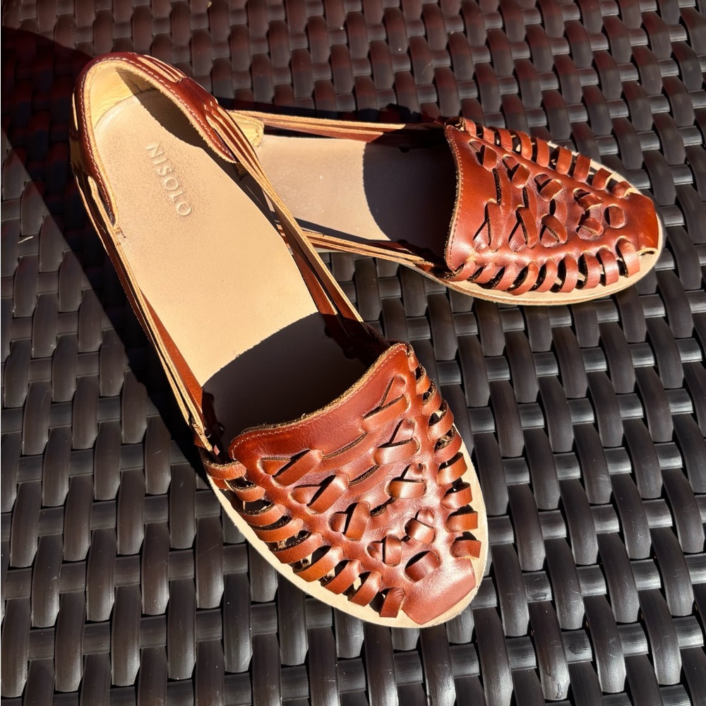 Nisolo Women's Brown Leather Huarache Sandals